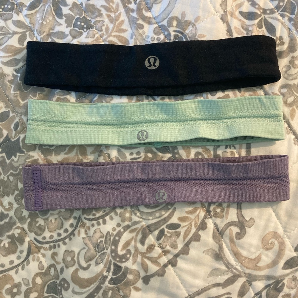 lululemon athletica Black, Mint, and Purple Headbands Set